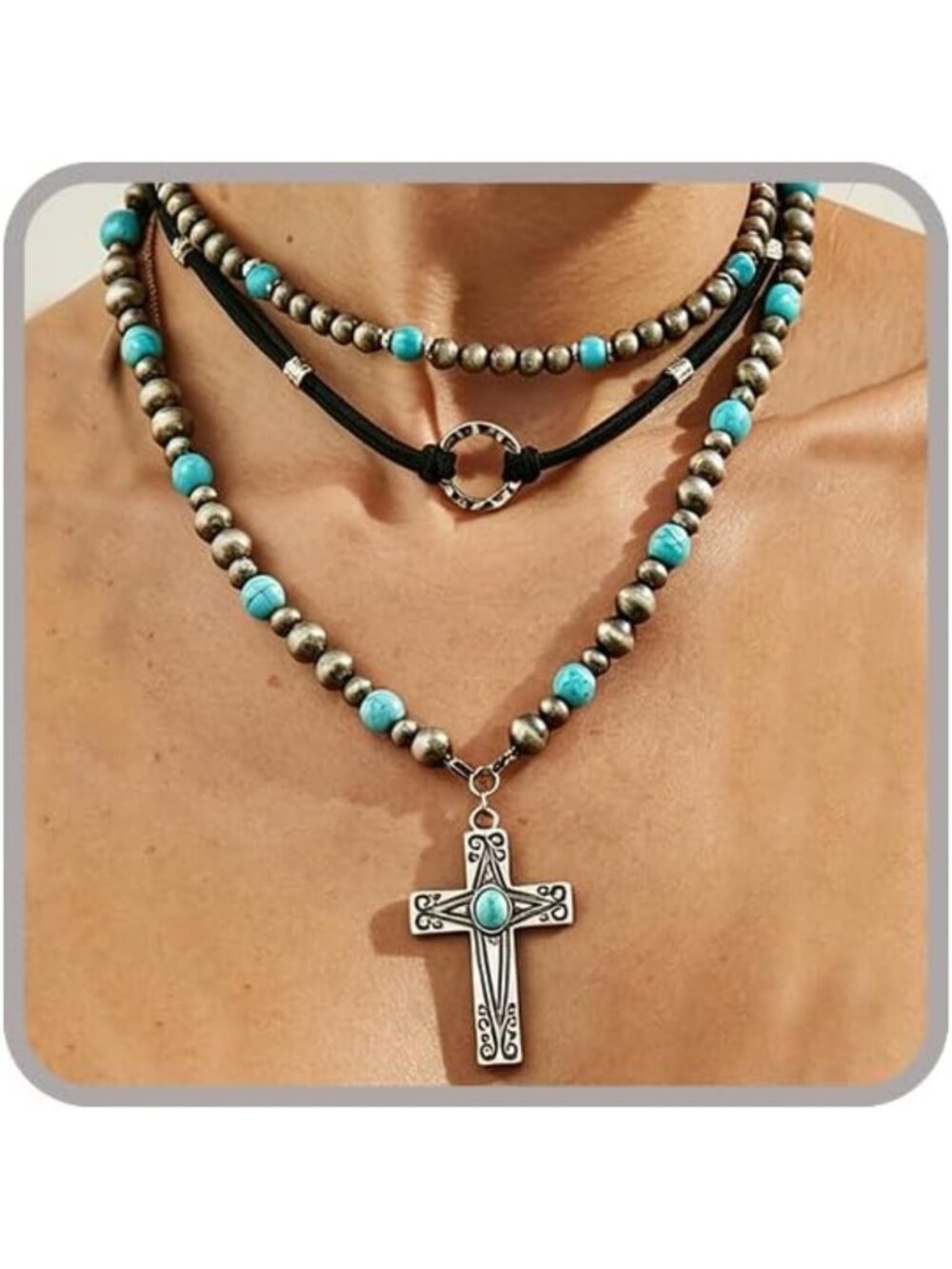 Turquoise Bead Western Necklace for Women | Boho Cowgirl Jewelry & Accessories